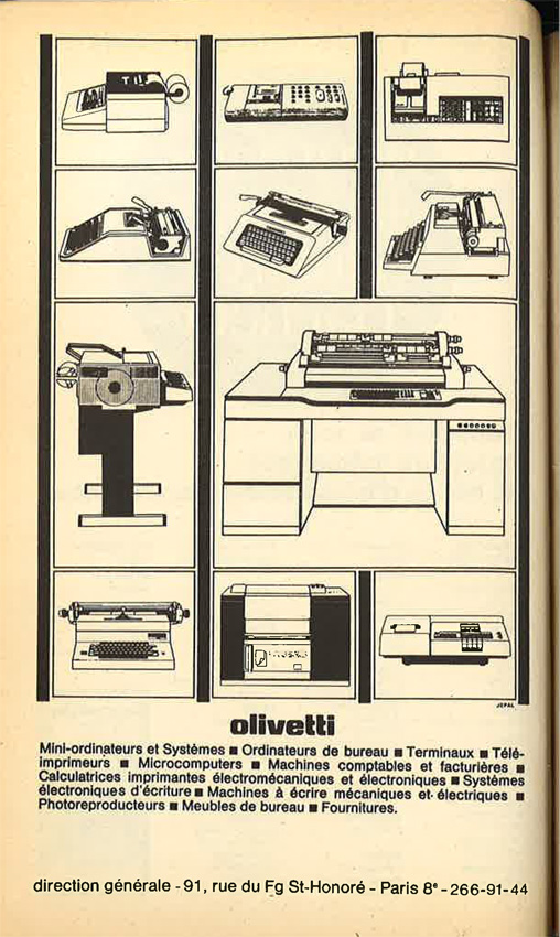 Publicité Poésie 1 Olivetti juillet-août 1976