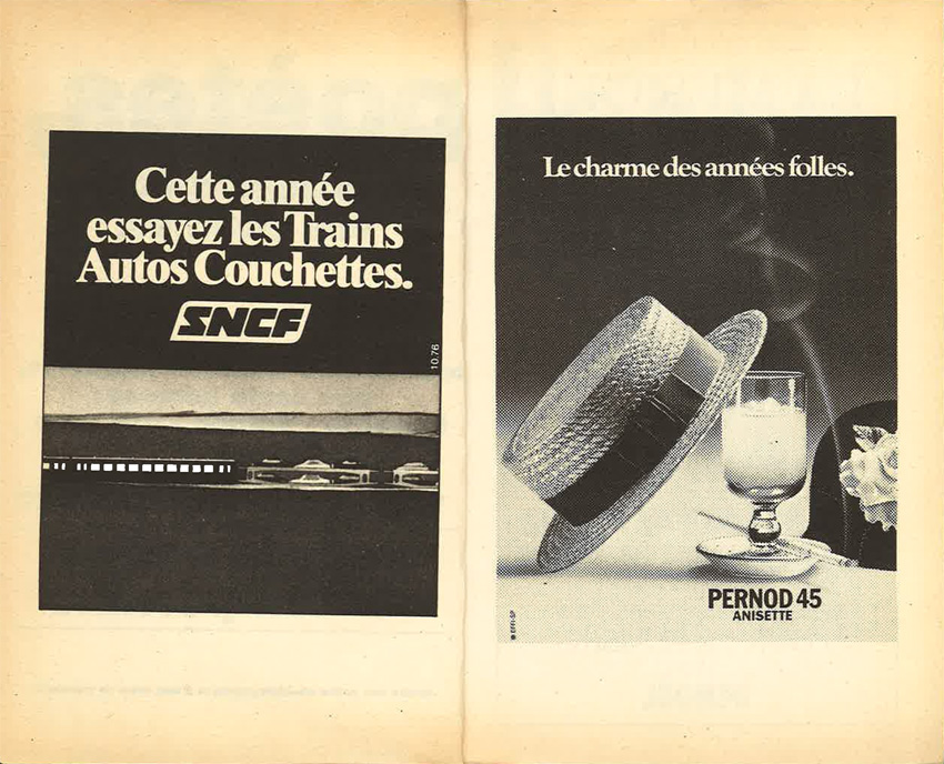 Publicités Poésie 1 Pernod et SNCF juillet-août 1976
